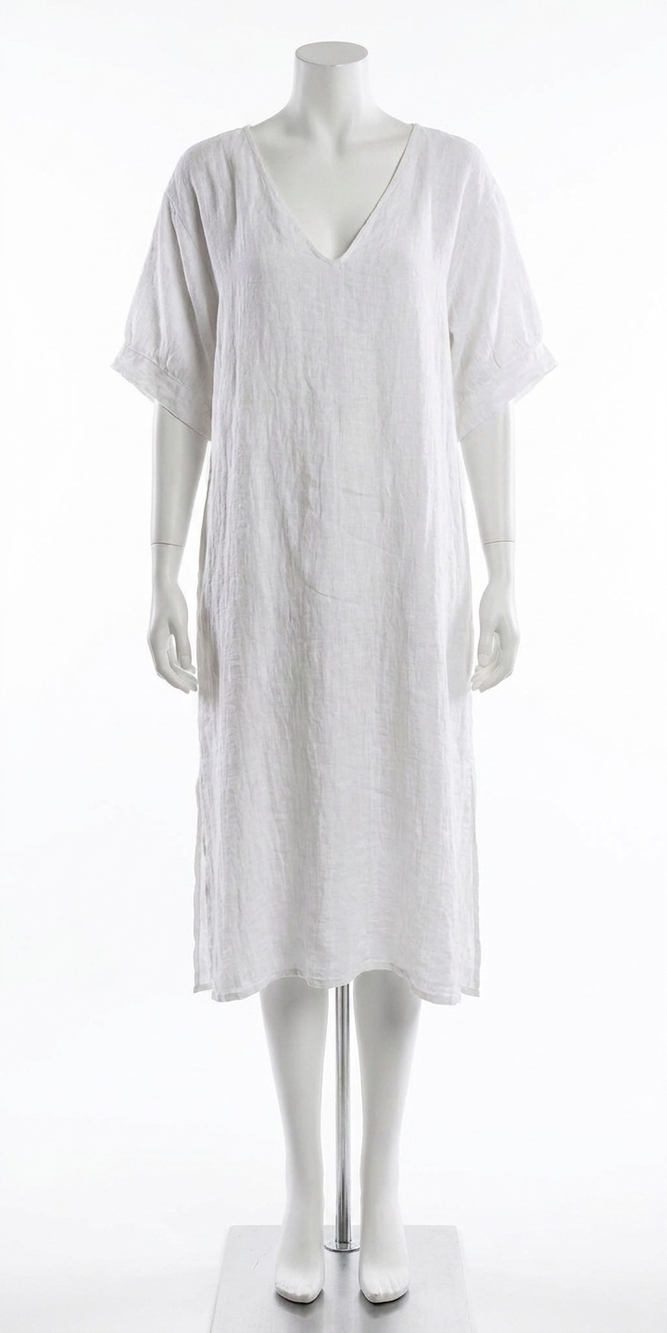 NEW GIGI MODA matera linen midi dress in white